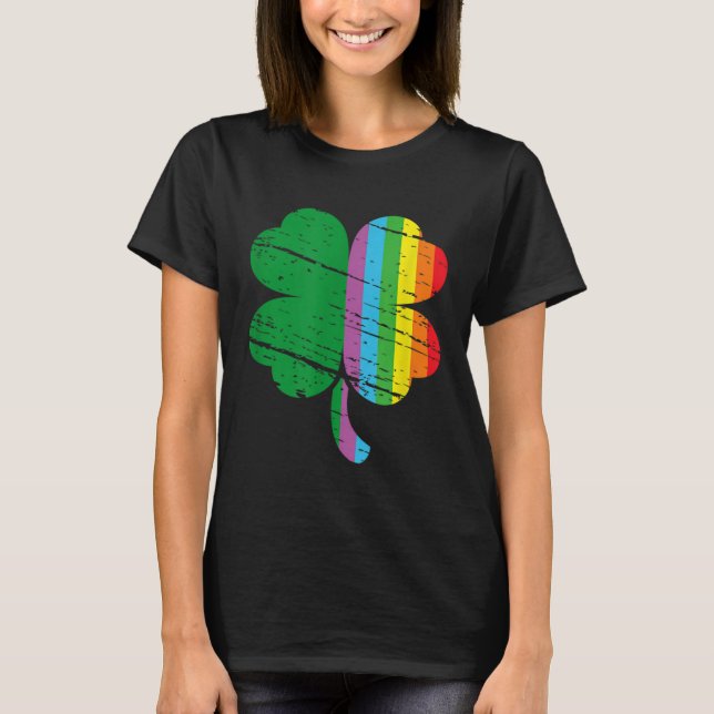 Irish Shamrock Gay Lgbt St Patricks Day Pride Rain T Shirt (Framsida)