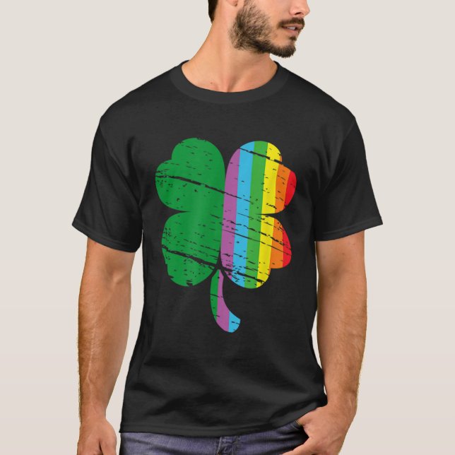 Irish Shamrock Gay Lgbt St Patricks Day Pride Rain T Shirt (Framsida)