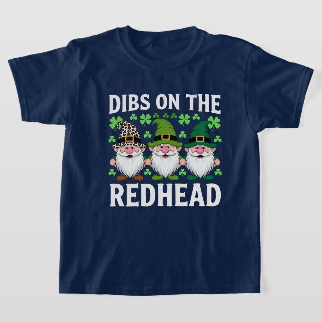 Irish Shamrock Gnome Funny Rödhårig St. Pat's T Shirt (Laydown)