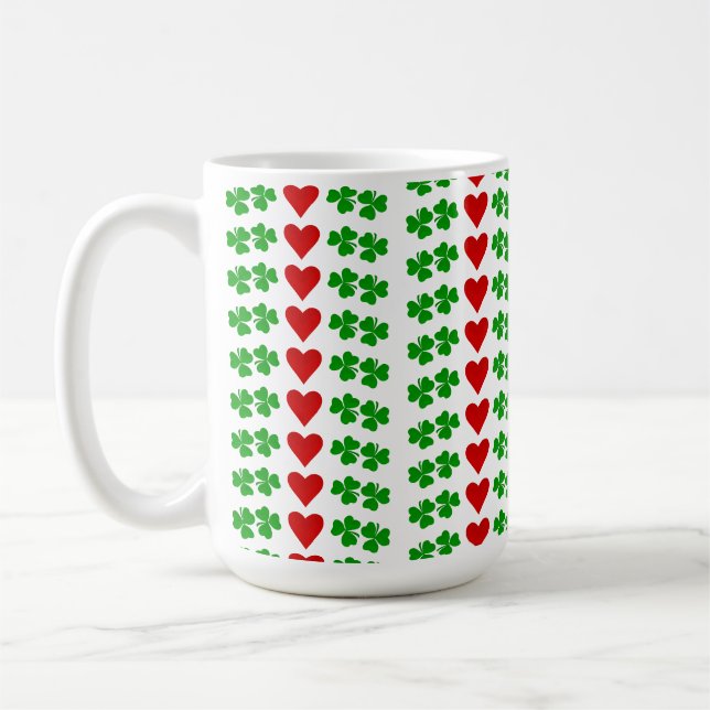 Irish Shamrock gräns med rött hjärta Kaffemugg (Vänster)