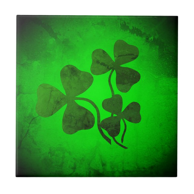Irish shamrock/green clover, Ireland green glow Kakelplatta (Framsidan)