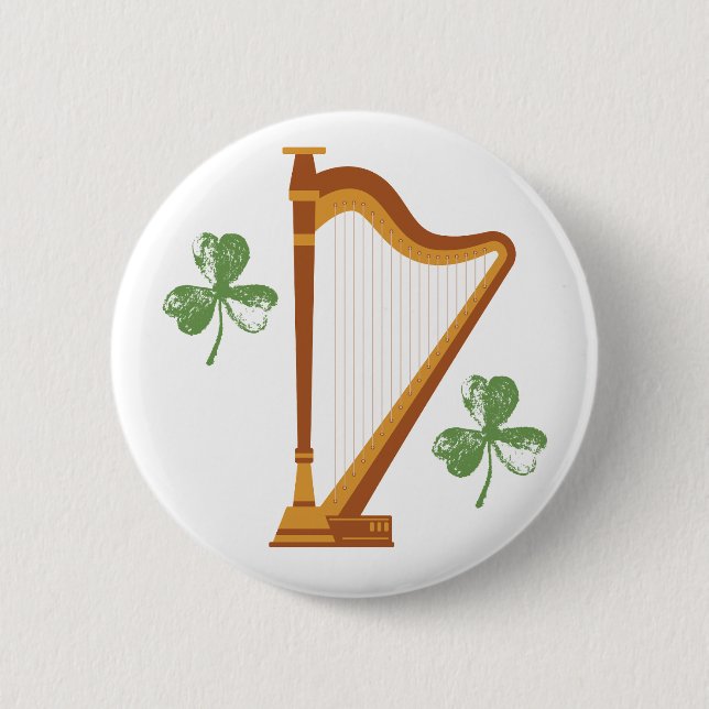 Irish Shamrock Harp Button Knapp (Framsida)
