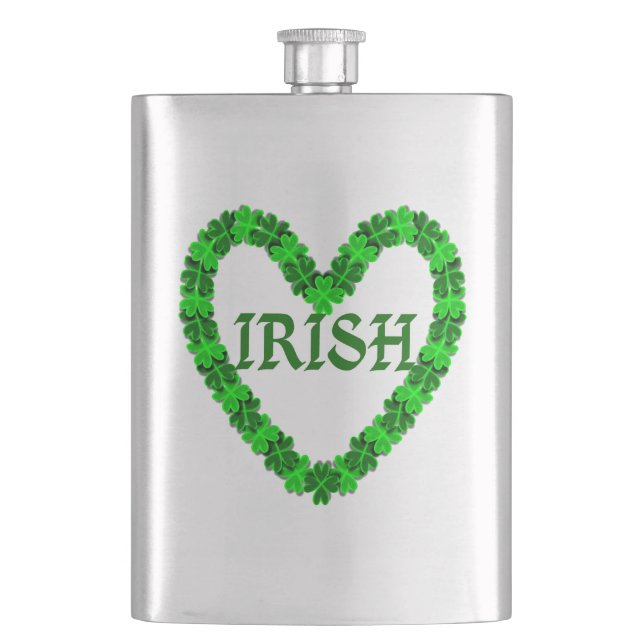 Irish Shamrock Heart Flask Fickplunta (Framsidan)