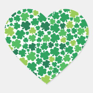 Irish Shamrock Heart Hjärtformat Klistermärke