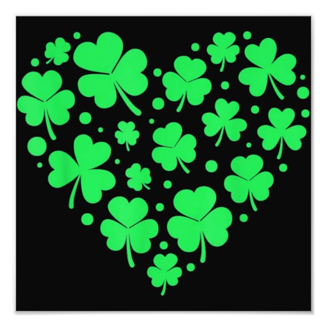 Irish Shamrock Heart Lucky Fototryck (Framsidan)