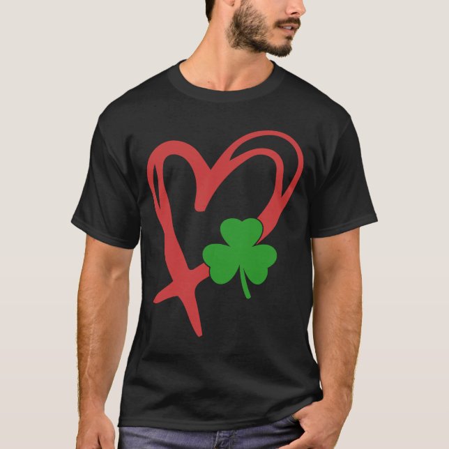 Irish Shamrock Heart St patricks day Shamrock Go L T Shirt (Framsida)