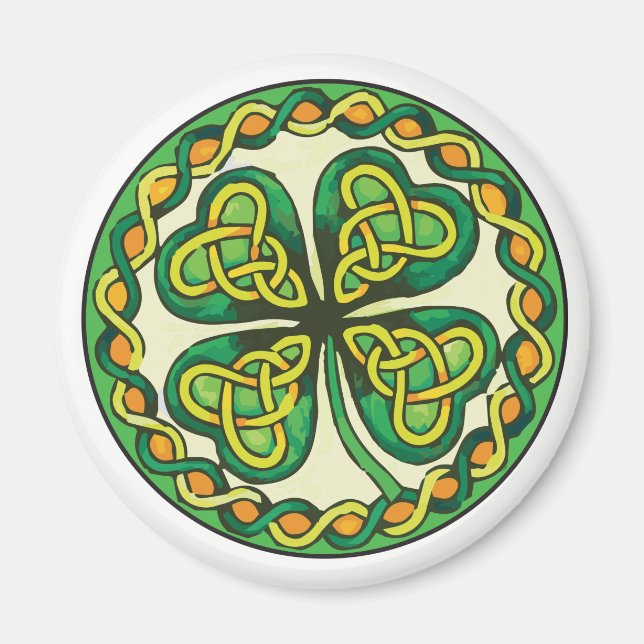Irish Shamrock in Celtic Knots Magnet (Framsidan)