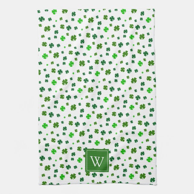 Irish Shamrock Initial Kitchen Towel Gift Kökshandduk (Vertikal)