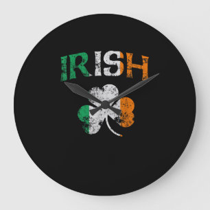 Irish Shamrock Ireland Flagga St patricks day Vint Stor Klocka