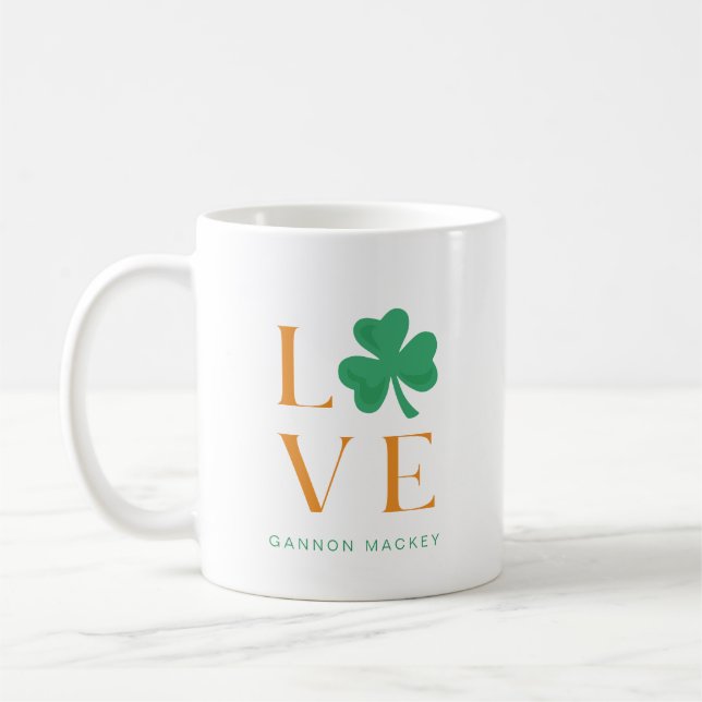 Irish Shamrock Kärlek Mugg i Orange och Grönt (Vänster)