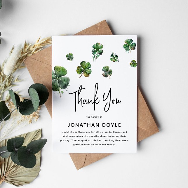Irish Shamrock Klöver Sympathy Tack You Card (Skapare uppladdad)