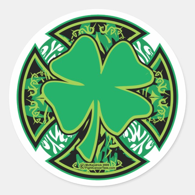 Irish Shamrock Kor Runt Klistermärke (Framsida)