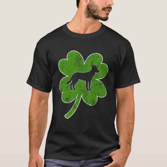 Irish Shamrock Leaf Malinois St Patrick s Day T Shirt (Framsida)