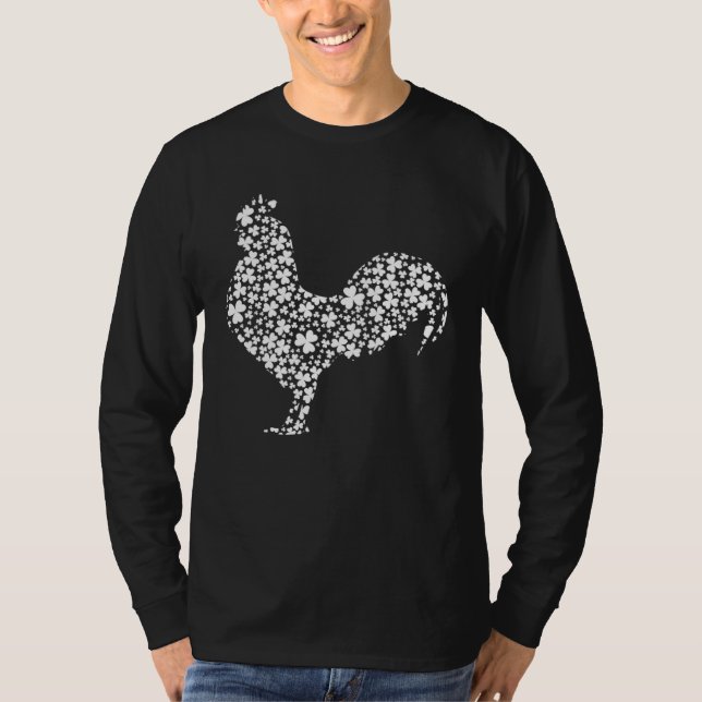 Irish Shamrock Leaf Rooster St Patrick s Day T Shirt (Framsida)