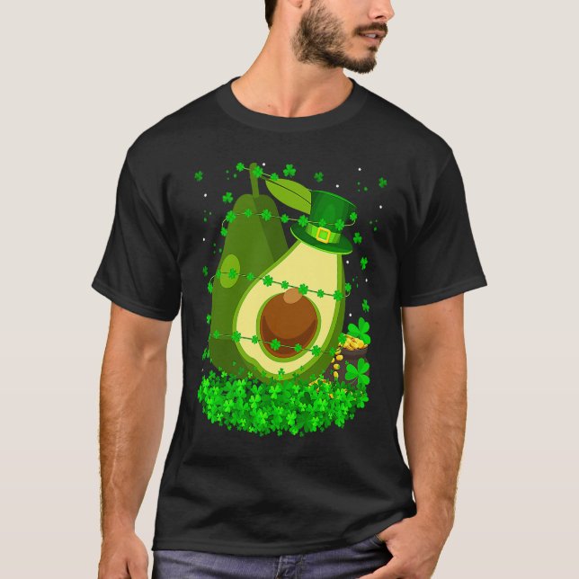 Irish Shamrock Leprechaun Avocado St Patrick's Day T Shirt (Framsida)