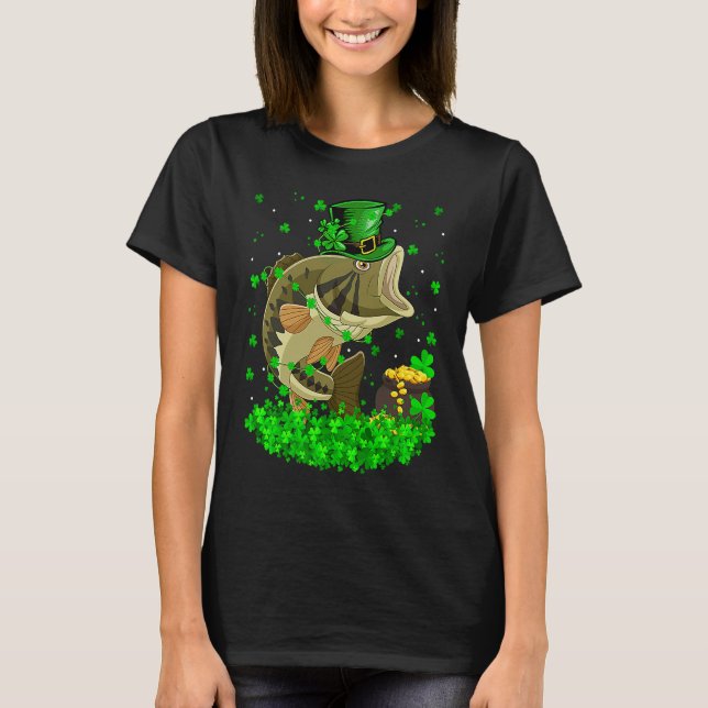Irish Shamrock Leprechaun Bass Fish St Patrick's D T Shirt (Framsida)