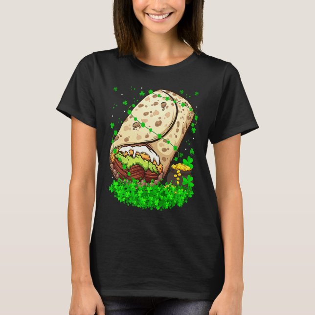 Irish Shamrock Leprechaun Burrito St Patrick's Day T Shirt (Framsida)