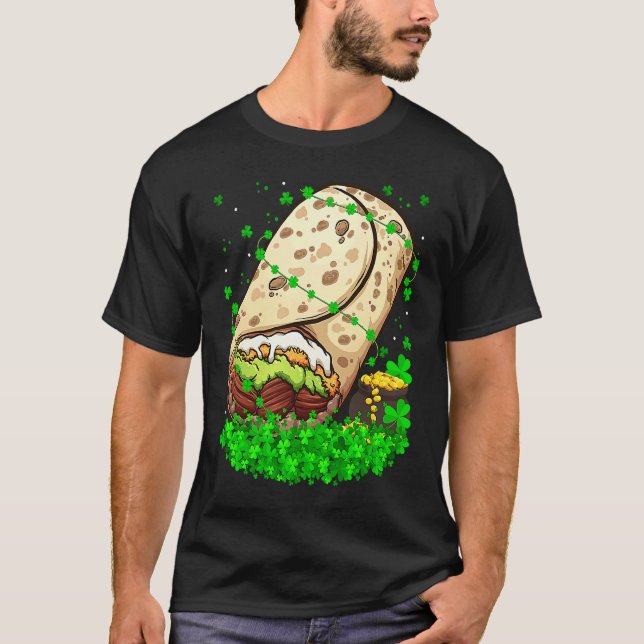 Irish Shamrock Leprechaun Burrito St Patrick's Day T Shirt (Framsida)