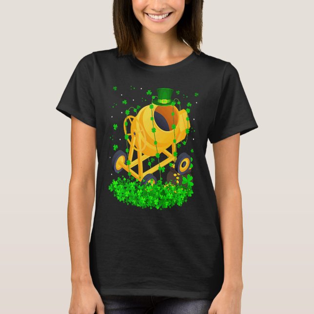 Irish Shamrock Leprechaun Cement Mixer St Patrick' T Shirt (Framsida)