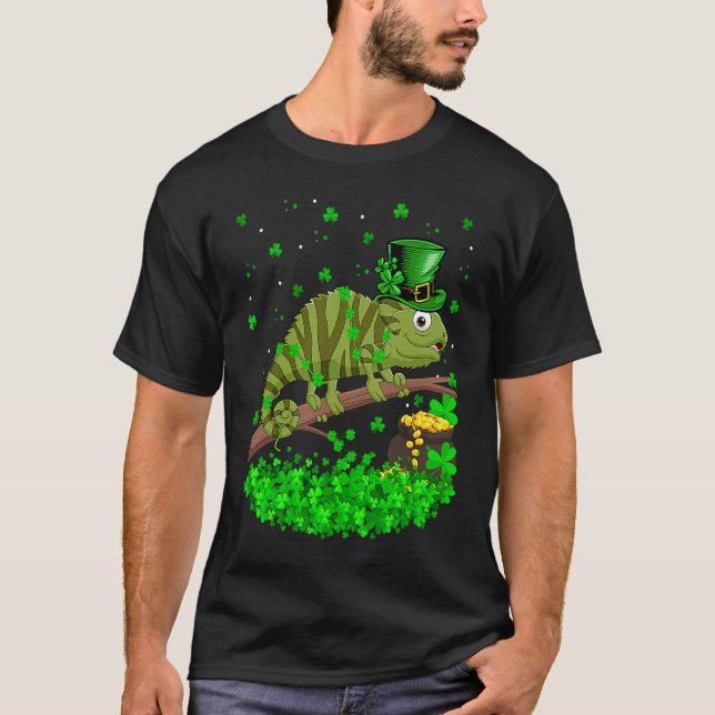Irish Shamrock Leprechaun Chameleon St Patrick's D T Shirt (Framsida)