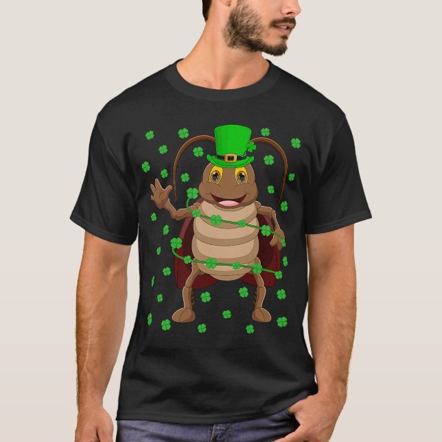 Irish Shamrock Leprechaun Cockroach St Patrick's D T Shirt (Framsida)