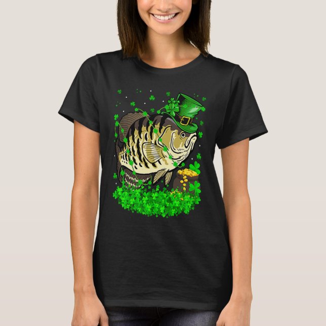 Irish Shamrock Leprechaun Crappie Fish St Patrick' T Shirt (Framsida)