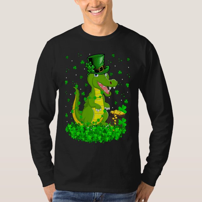 Irish Shamrock Leprechaun Crocodile St Patrick's D T Shirt (Framsida)