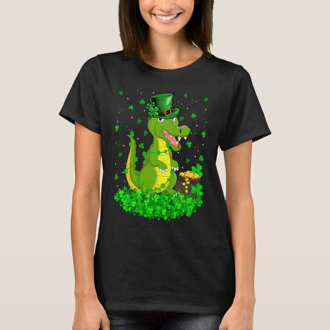 Irish Shamrock Leprechaun Crocodile St Patrick's D T Shirt (Framsida)