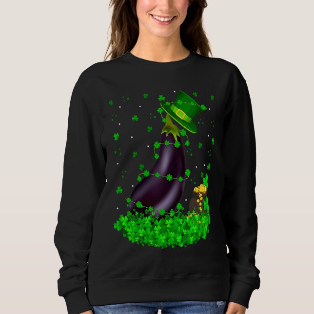 Irish Shamrock Leprechaun Eggplant St Patrick's Da T Shirt (Framsida)