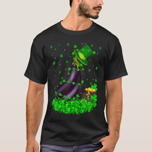 Irish Shamrock Leprechaun Eggplant St Patrick's Da T Shirt (Framsida)