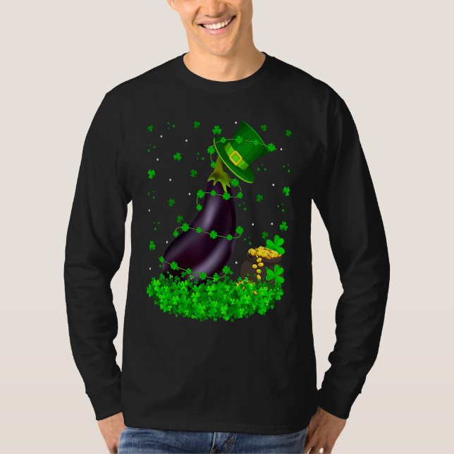 Irish Shamrock Leprechaun Eggplant St Patrick's Da T Shirt (Framsida)