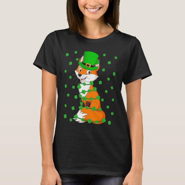 Irish Shamrock Leprechaun Fox St Patrick's Day T Shirt (Framsida)
