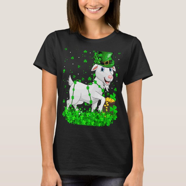 Irish Shamrock Leprechaun Goat St patrick's day T Shirt (Framsida)