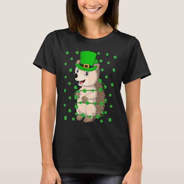 Irish Shamrock Leprechaun Hedgehog St Patrick's Da T Shirt (Framsida)