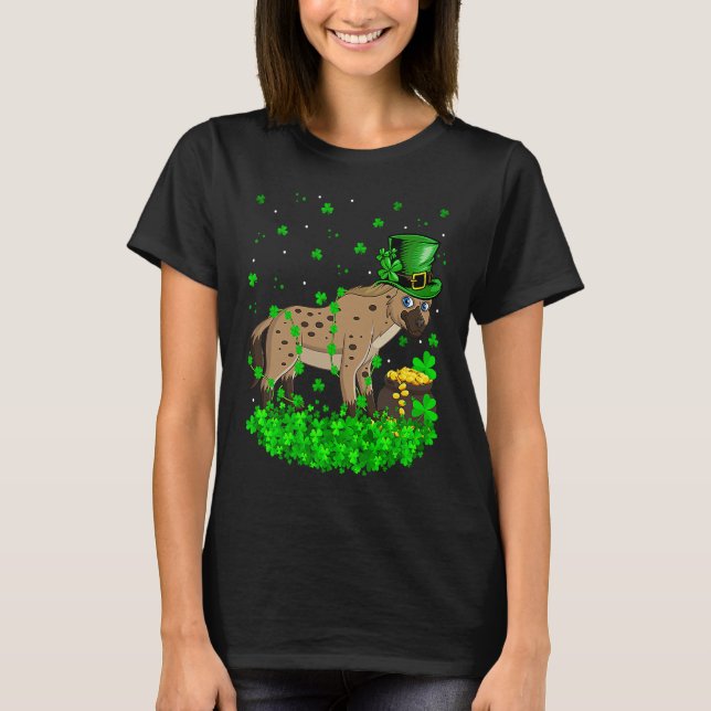 Irish Shamrock Leprechaun Hyena St Patrick's Day T Shirt (Framsida)
