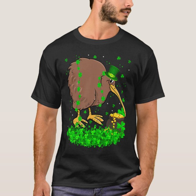 Irish Shamrock Leprechaun Kiwi Bird St Patrick's D T Shirt (Framsida)