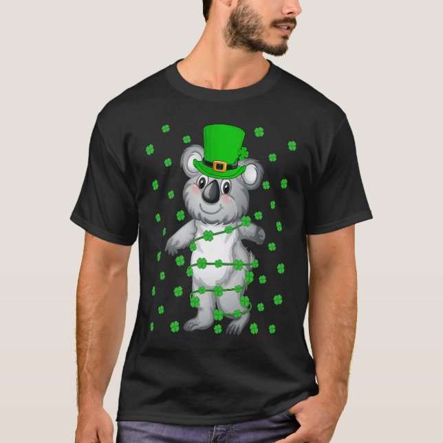 Irish Shamrock Leprechaun Koala St Patrick's Day T Shirt (Framsida)