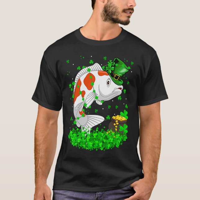 Irish Shamrock Leprechaun Koi Fish St Patrick's Da T Shirt (Framsida)