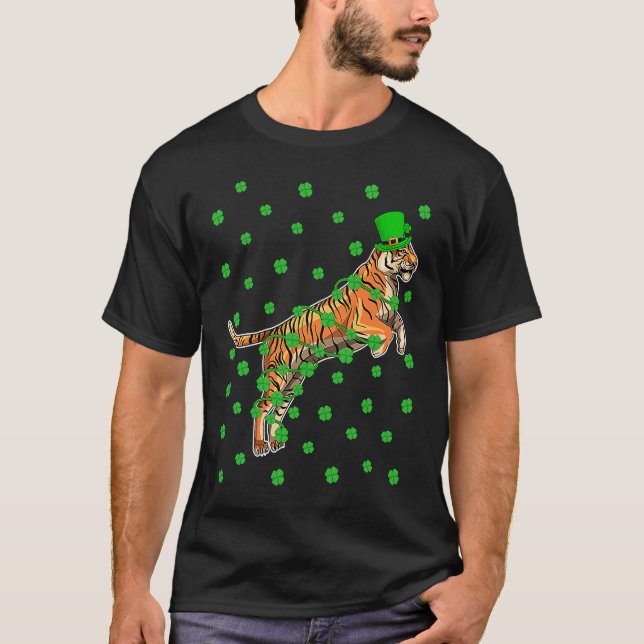 Irish Shamrock Leprechaun Liger St Patrick's Day T Shirt (Framsida)