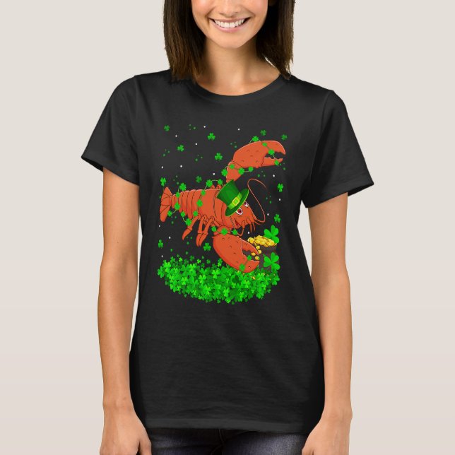 Irish Shamrock Leprechaun Lobster St Patrick's Day T Shirt (Framsida)