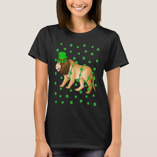 Irish Shamrock Leprechaun Mountain Lion St Patrick T Shirt (Framsida)