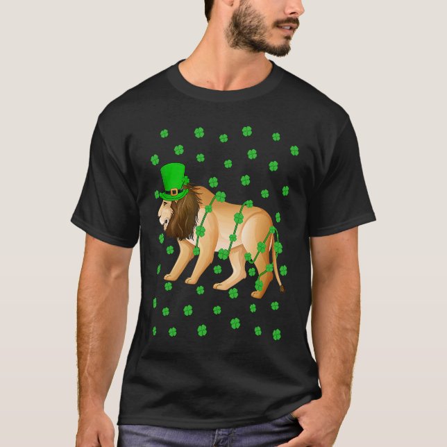 Irish Shamrock Leprechaun Mountain Lion St Patrick T Shirt (Framsida)