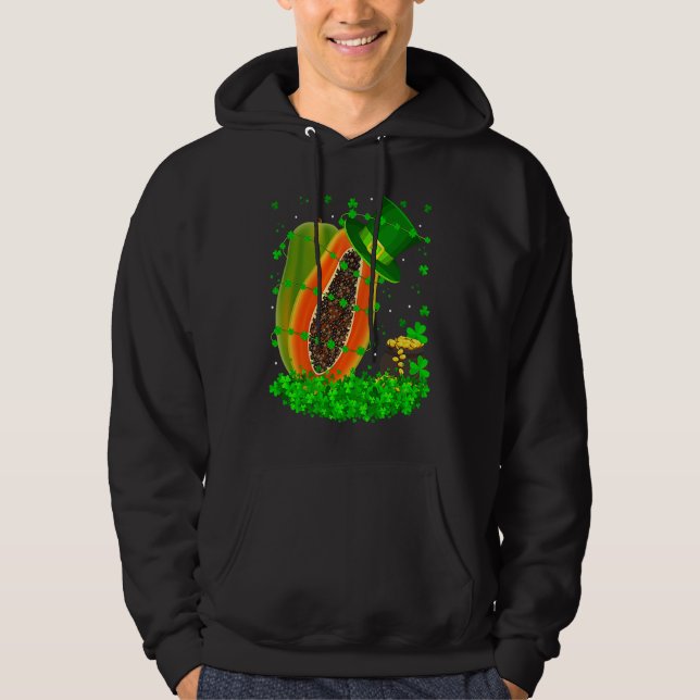 Irish Shamrock Leprechaun Papaya St Patrick's Day Hoodie (Framsida)