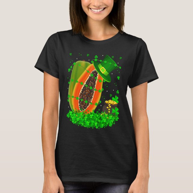 Irish Shamrock Leprechaun Papaya St Patrick's Day T Shirt (Framsida)