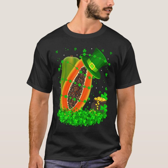 Irish Shamrock Leprechaun Papaya St Patrick's Day T Shirt (Framsida)