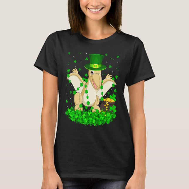 Irish Shamrock Leprechaun Pterodactyl Bird St Patr T Shirt (Framsida)
