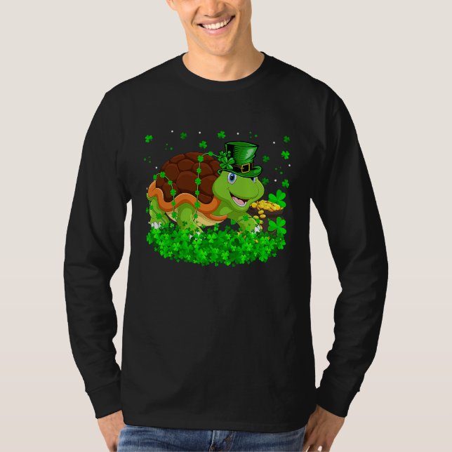 Irish Shamrock Leprechaun Turtle St Patrick's Day T Shirt (Framsida)