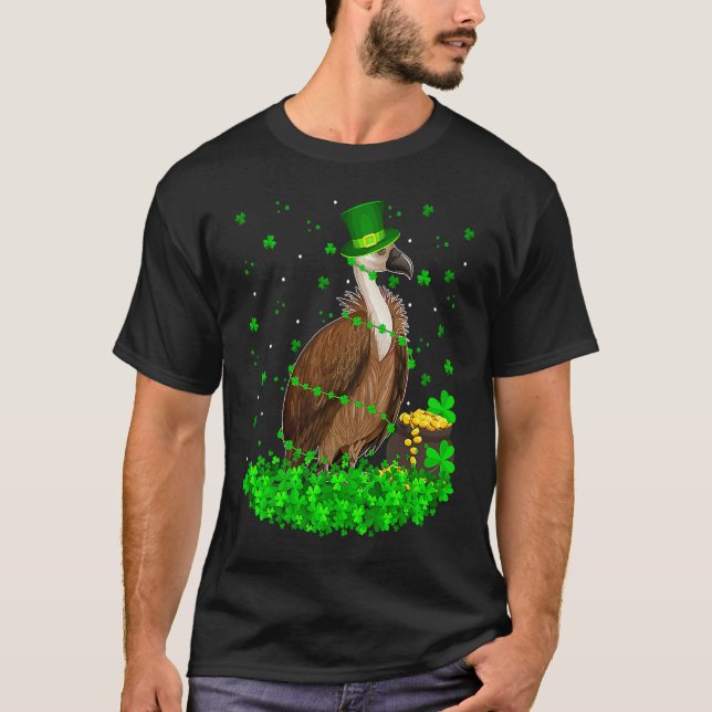 Irish Shamrock Leprechaun Vulture Bird St Patrick' T Shirt (Framsida)