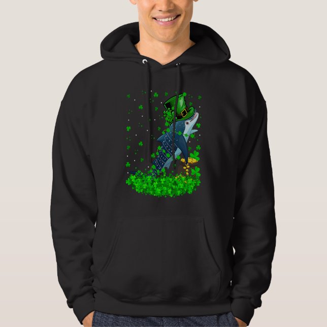 Irish Shamrock Leprechaun Whale Shark St Patrick's Hoodie (Framsida)