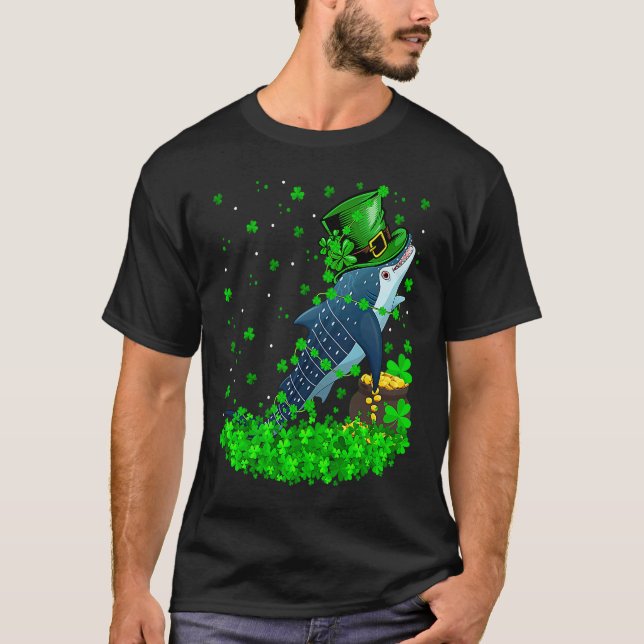 Irish Shamrock Leprechaun Whale Shark St Patrick's T Shirt (Framsida)